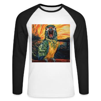 Sittiche - Unisex Baseballshirt langarm - Weiß/Schwarz - Vorne - Nik (191cm)