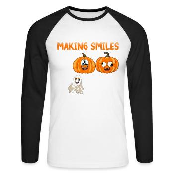 Zahnarzt Halloween Zahnarzthelferin - Unisex Baseballshirt langarm - Weiß/Schwarz - Vorne - Nik (191cm)