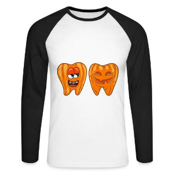 Zahnarzt Halloween Zahnarzthelferin - Unisex Baseballshirt langarm - Weiß/Schwarz - Vorne - Nik (191cm)