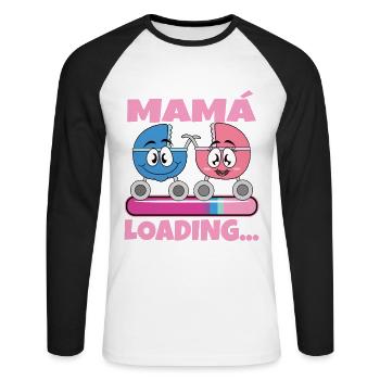 scMama 2024 Expectant Mother Pregnancy - Unisex Long Sleeve Baseball T-Shirt - white/black - Front - Nik (191cm)