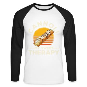 Cannoli Cannolo - Unisex Long Sleeve Baseball T-Shirt - white/black - Front - Nik (191cm)