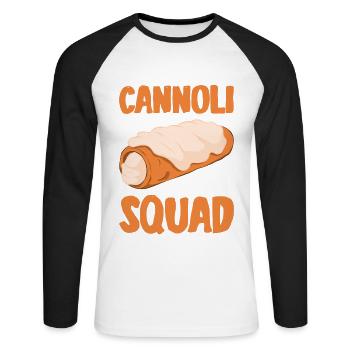 Cannoli Cannolo - Unisex Long Sleeve Baseball T-Shirt - white/black - Front - Nik (191cm)