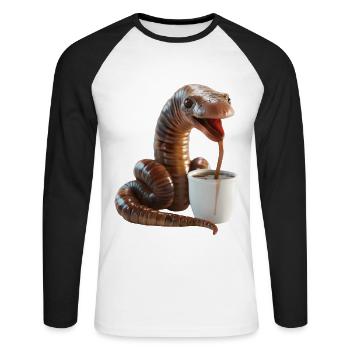 Wurm Kaffee - Unisex Baseballshirt langarm - Weiß/Schwarz - Vorne - Nik (191cm)