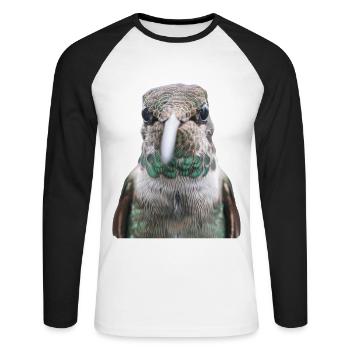 Kolibri - Unisex Baseballshirt langarm - Weiß/Schwarz - Vorne - Nik (191cm)