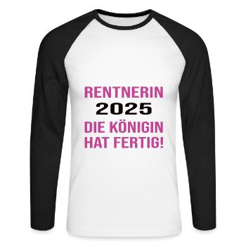 Pension 2025 Pensioner 2025 Pension 2025 - Unisex Long Sleeve Baseball T-Shirt - white/black - Front - Nik (191cm)
