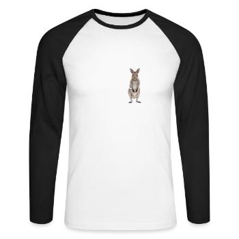 Wallaby - Unisex Baseballshirt langarm - Weiß/Schwarz - Vorne - Nik (191cm)