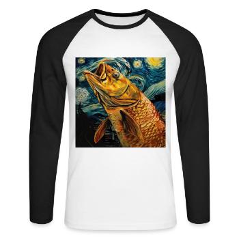 Tarpon - Unisex Baseballshirt langarm - Weiß/Schwarz - Vorne - Nik (191cm)