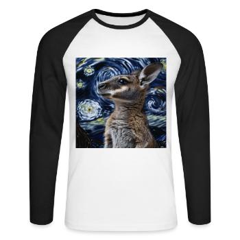 Wallaby - Unisex Baseballshirt langarm - Weiß/Schwarz - Vorne - Nik (191cm)