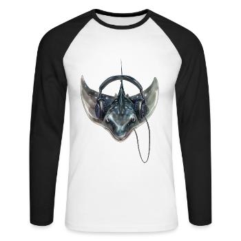 Stachelrochen - Unisex Baseballshirt langarm - Weiß/Schwarz - Vorne - Nik (191cm)