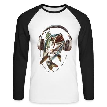 Tarpon - Unisex Baseballshirt langarm - Weiß/Schwarz - Vorne - Nik (191cm)