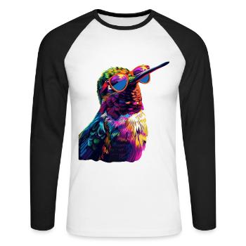 Kolibri - Unisex Baseballshirt langarm - Weiß/Schwarz - Vorne - Nik (191cm)