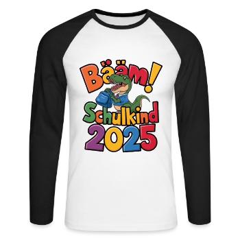 Écolier 2025 Inscription à l’école Retour à l’école - T-shirt baseball manches longues Homme - blanc/noir - Devant - Nik (191cm)