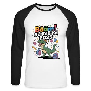 School Child 2025 School Enrollment Back to School - Unisex Long Sleeve Baseball T-Shirt - white/black - Front - Nik (191cm)