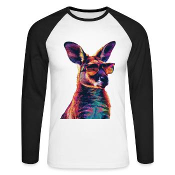 Wallaby - Unisex Baseballshirt langarm - Weiß/Schwarz - Vorne - Nik (191cm)