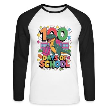 100e jour d’école 100 jour d’école des enfants - T-shirt baseball manches longues Homme - blanc/noir - Devant - Nik (191cm)
