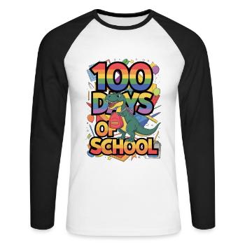 100e jour d’école 100 jour d’école des enfants - T-shirt baseball manches longues Homme - blanc/noir - Devant - Nik (191cm)