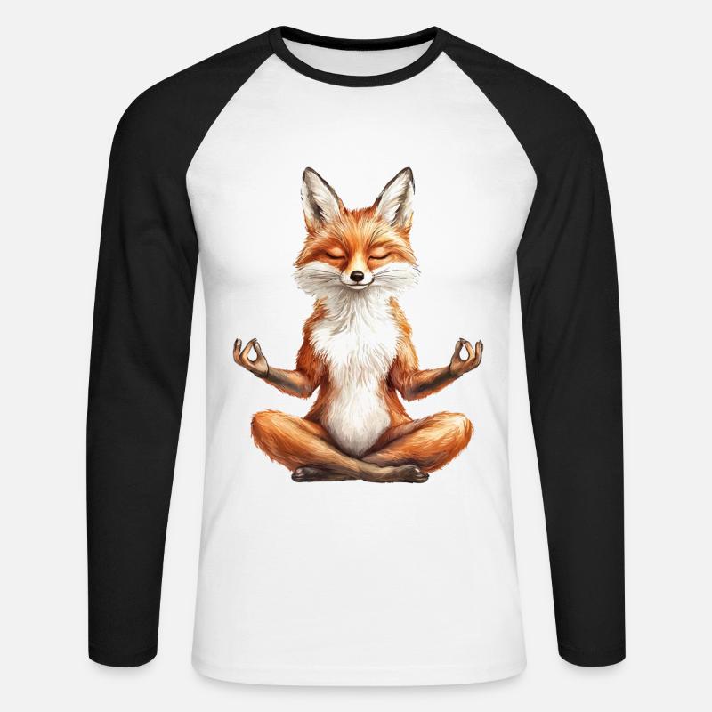 Fuchs - Unisex Baseballshirt langarm - Weiß/Schwarz
