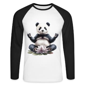 Panda - Unisex Baseballshirt langarm - Weiß/Schwarz - Vorne - Nik (191cm)