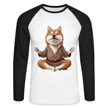Akita - Unisex Baseballshirt langarm - Weiß/Schwarz - Vorne - Nik (191cm)
