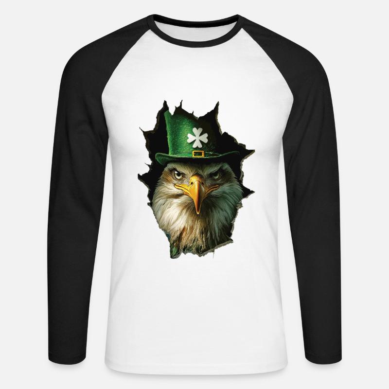 St. Patrick Adler - Unisex Baseballshirt langarm - Weiß/Schwarz