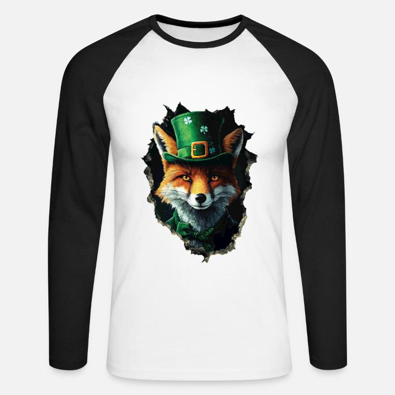 St. Patrick Fuchs - Unisex Baseballshirt langarm - Weiß/Schwarz