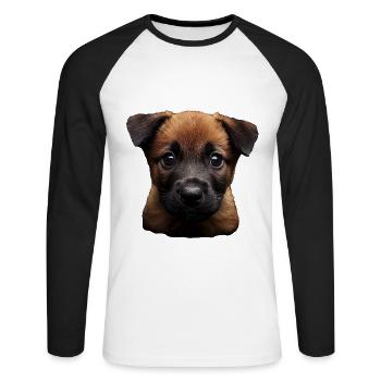 Belgischer Malinois - Unisex Baseballshirt langarm - Weiß/Schwarz - Vorne - Nik (191cm)