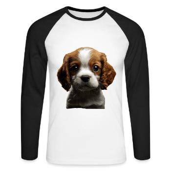 Cavalier King Charles - Unisex Baseballshirt langarm - Weiß/Schwarz - Vorne - Nik (191cm)