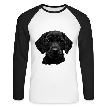 Dackel - Unisex Baseballshirt langarm - Weiß/Schwarz - Vorne - Nik (191cm)