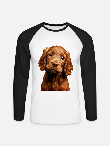 Irish Setter - Unisex Baseballshirt langarm - Weiß/Schwarz