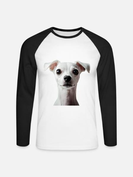 Italienischer Windspielhund - Unisex Baseballshirt langarm - Weiß/Schwarz