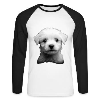 maltesisch - Unisex Baseballshirt langarm - Weiß/Schwarz - Vorne - Nik (191cm)