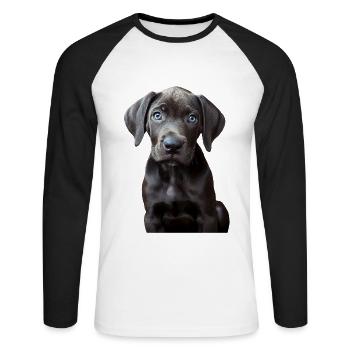 Deutsche Dogge - Unisex Baseballshirt langarm - Weiß/Schwarz - Vorne - Nik (191cm)
