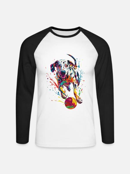 Dalmatiner - Unisex Baseballshirt langarm - Weiß/Schwarz