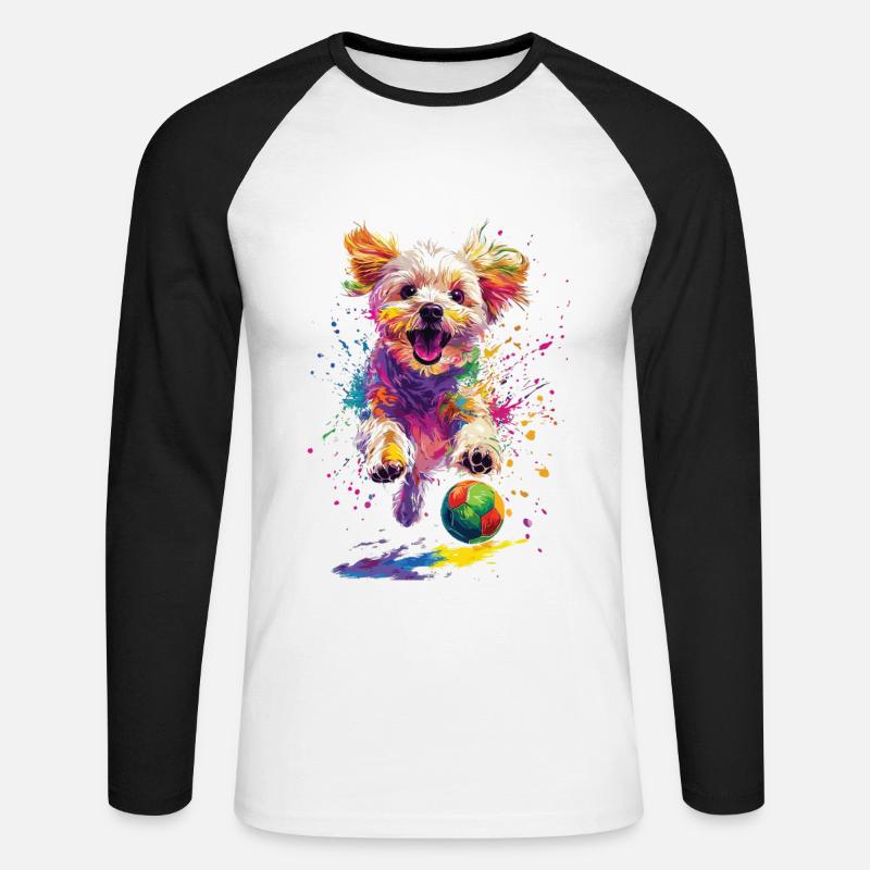 maltesisch - Unisex Baseballshirt langarm - Weiß/Schwarz