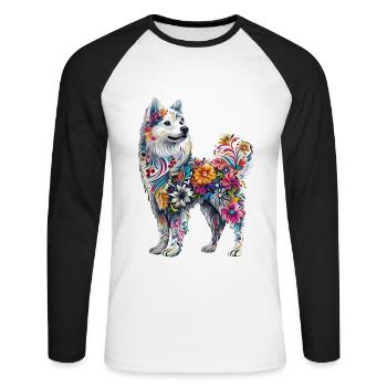 Samojede - Unisex Baseballshirt langarm - Weiß/Schwarz - Vorne - Nik (191cm)