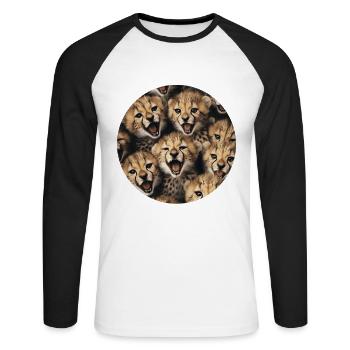 Gepard - Unisex Baseballshirt langarm - Weiß/Schwarz - Vorne - Nik (191cm)