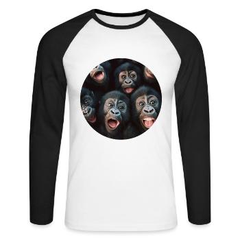 Gorilla - Unisex Baseballshirt langarm - Weiß/Schwarz - Vorne - Nik (191cm)