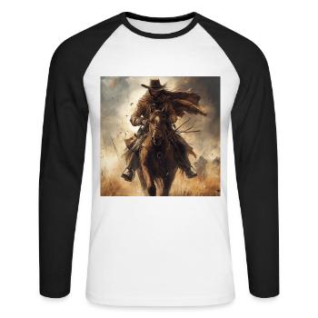 Cowboy - Unisex Baseballshirt langarm - Weiß/Schwarz - Vorne - Nik (191cm)