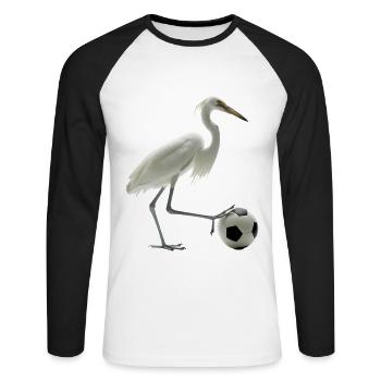 Reiher Vogel - Unisex Baseballshirt langarm - Weiß/Schwarz - Vorne - Nik (191cm)