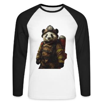 Panda - Unisex Baseballshirt langarm - Weiß/Schwarz - Vorne - Nik (191cm)