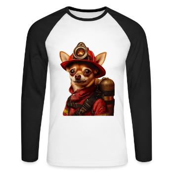 Chihuahua - Unisex Baseballshirt langarm - Weiß/Schwarz - Vorne - Nik (191cm)