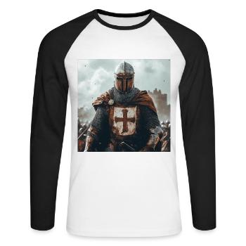 Soldat Krieger - Unisex Baseballshirt langarm - Weiß/Schwarz - Vorne - Nik (191cm)