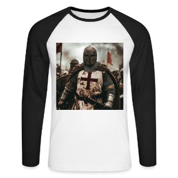 Soldat Krieger - Unisex Baseballshirt langarm - Weiß/Schwarz - Vorne - Nik (191cm)