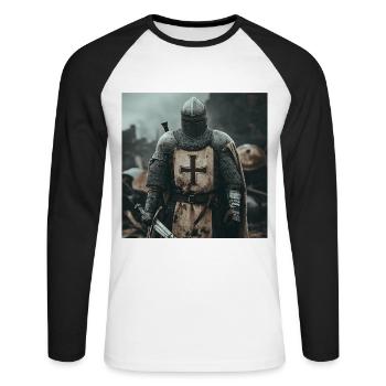 Soldat Krieger - Unisex Baseballshirt langarm - Weiß/Schwarz - Vorne - Nik (191cm)