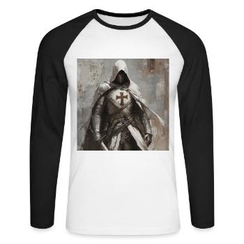 Soldat Krieger - Unisex Baseballshirt langarm - Weiß/Schwarz - Vorne - Nik (191cm)