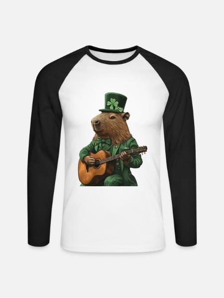Wasserschwein - Unisex Baseballshirt langarm - Weiß/Schwarz