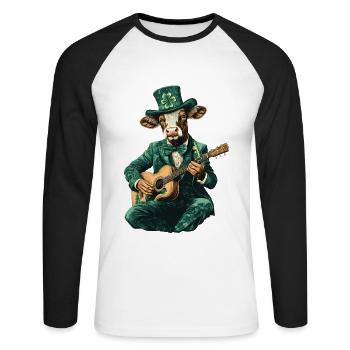 Kuh - Unisex Baseballshirt langarm - Weiß/Schwarz - Vorne - Nik (191cm)
