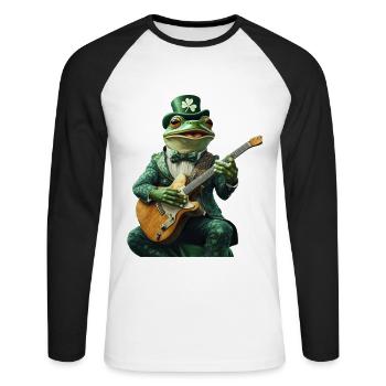 Frosch - Unisex Baseballshirt langarm - Weiß/Schwarz - Vorne - Nik (191cm)