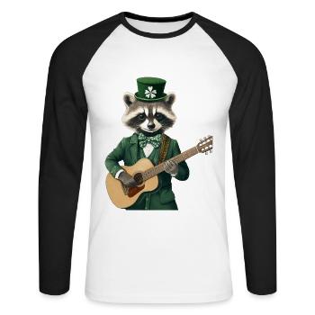 Waschbär - Unisex Baseballshirt langarm - Weiß/Schwarz - Vorne - Nik (191cm)