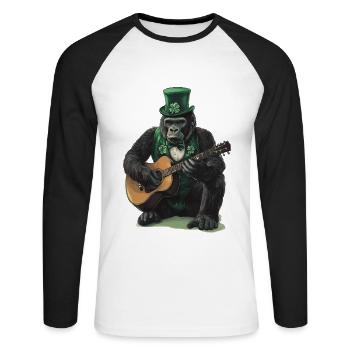 Gorilla - Unisex Baseballshirt langarm - Weiß/Schwarz - Vorne - Nik (191cm)